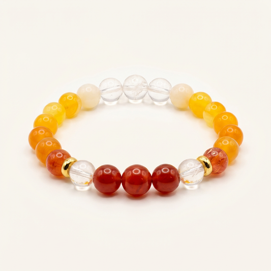 Yellow Agate & Carnelian Gold Sun Bracelet