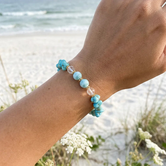 Turquoise & Larimar Bracelet - lifestyle