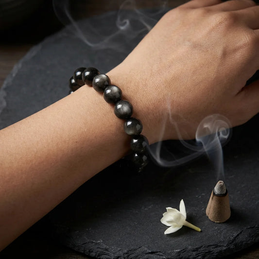 Silver Sheen Obsidian Bracelet - lifestyle