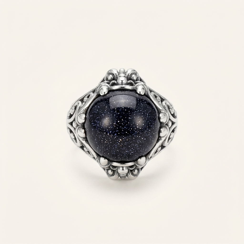 Blue Starstone Ring — Midnight Galaxy Statement Ring