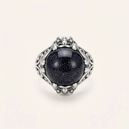 Blue Starstone Ring — Midnight Galaxy Statement Ring